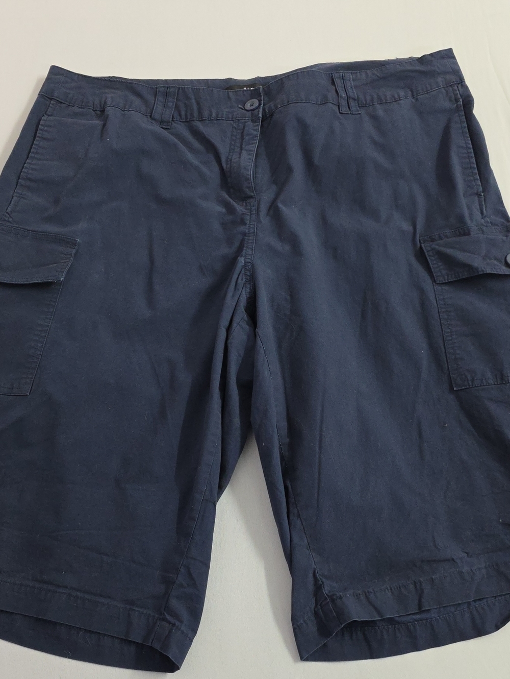 Ellos Navy Blue Cargo Stretch Utility Adjustable Shorts Size 20